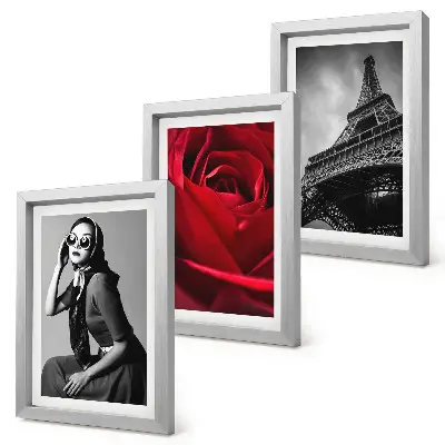 Photo frame wall Parisian woman with rose glasses and the Eiffel Tower
