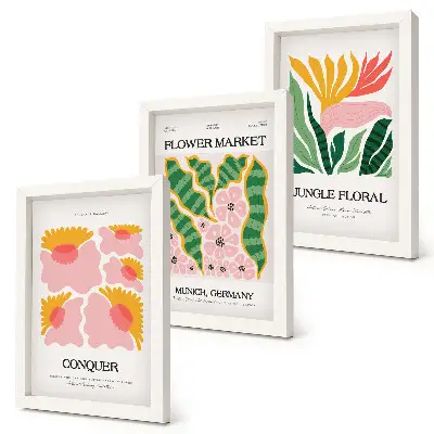 Photo frame wall gallery set modern floral art prints with leaves and flowers