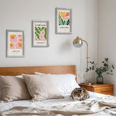 Photo frame wall gallery set modern floral art prints with leaves and flowers