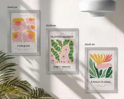 Photo frame wall gallery set modern floral art prints with leaves and flowers