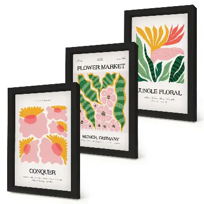 Photo frame wall gallery set modern floral art prints with leaves and flowers