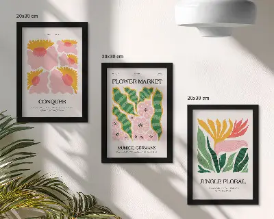 Photo frame wall gallery set modern floral art prints with leaves and flowers