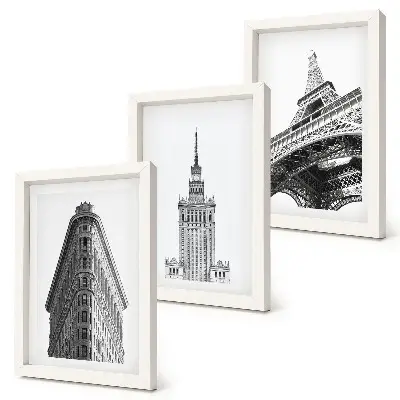 Photo frame wall gallery architectural buildings in minimalist black and white