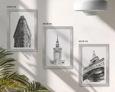 Photo frame wall gallery architectural buildings in minimalist black and white