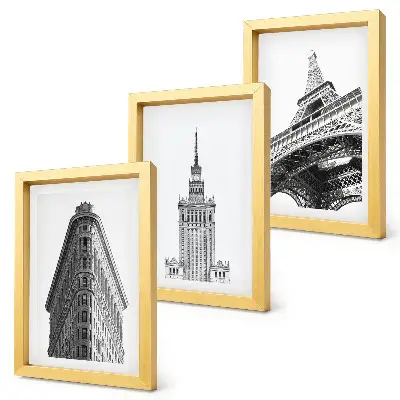 Photo frame wall gallery architectural buildings in minimalist black and white