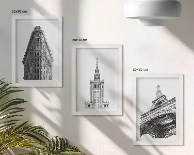 Photo frame wall gallery architectural buildings in minimalist black and white