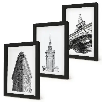 Photo frame wall gallery architectural buildings in minimalist black and white