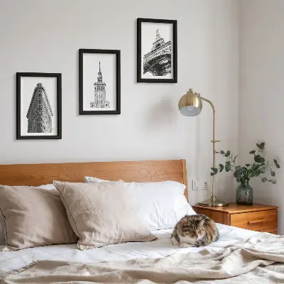 Photo frame wall gallery architectural buildings in minimalist black and white