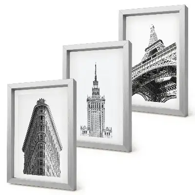 Photo frame wall Architectural buildings in black and white minimalism