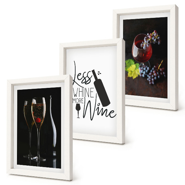 3-piece wall art set Glasses of wine with grapes and an inscription about wine