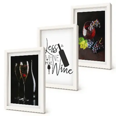 3-piece wine and grapes wall art set with an inscription about wine