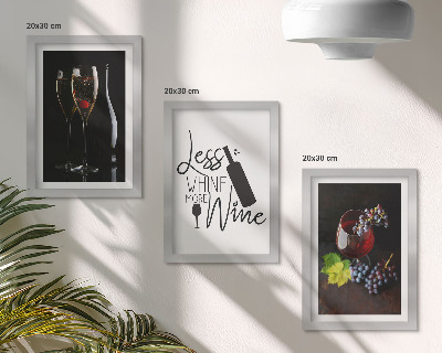 3-piece wall art set Glasses of wine with grapes and an inscription about wine