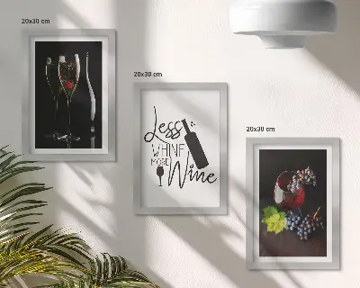 3-piece wine and grapes wall art set with an inscription about wine