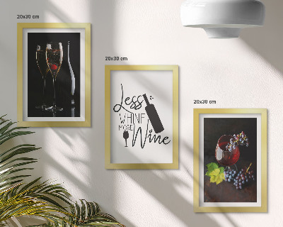 3-piece wall art set Glasses of wine with grapes and an inscription about wine