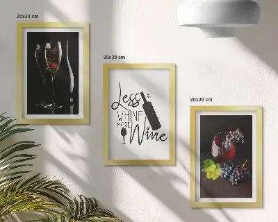 3-piece wine and grapes wall art set with an inscription about wine