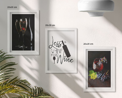 3-piece wall art set Glasses of wine with grapes and an inscription about wine