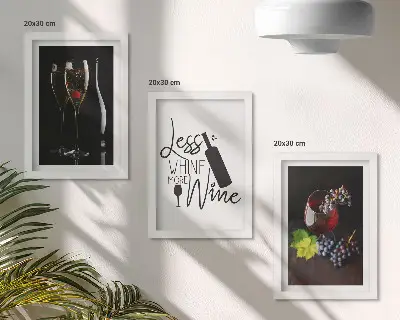 3-piece wine and grapes wall art set with an inscription about wine