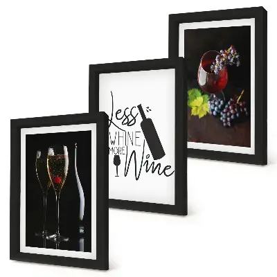 3-piece wine and grapes wall art set with an inscription about wine