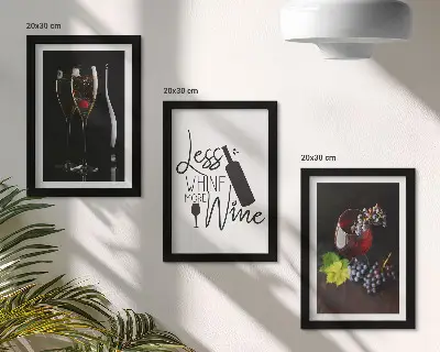 3-piece wine and grapes wall art set with an inscription about wine