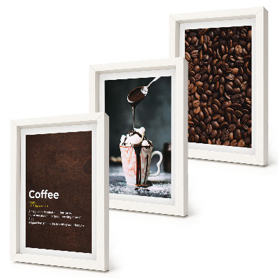 Photo frame wall Coffee bean whipped cream drink definition