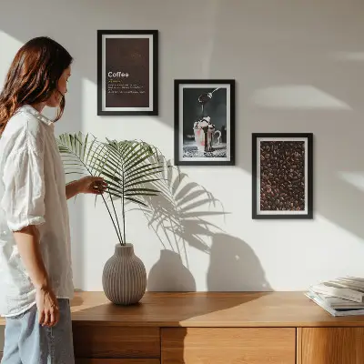 Photo frame wall coffee bean whipped cream drink definition print