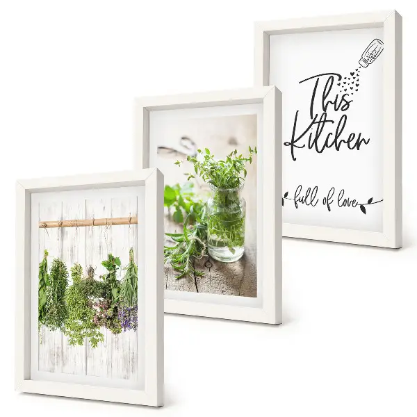 Dried Herbs Kitchen Triptych Wall Art framed three-piece set