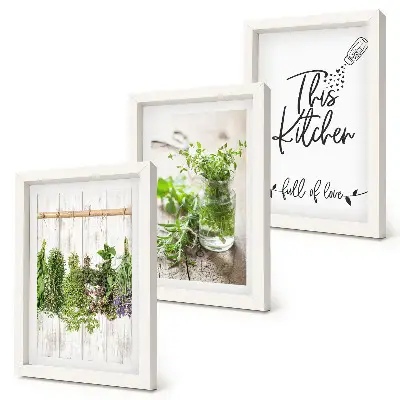 Dried Herbs Kitchen Triptych Wall Art framed three-piece set