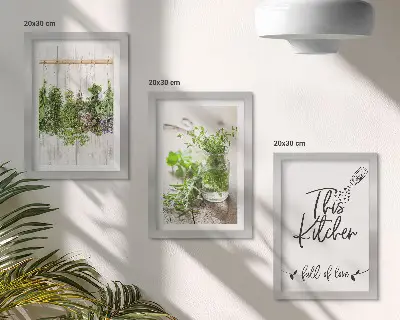 Dried Herbs Kitchen Triptych Wall Art framed three-piece set