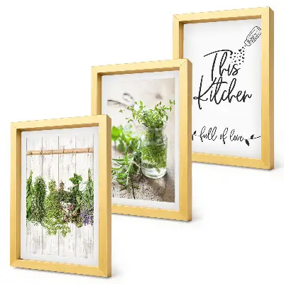 Dried Herbs Kitchen Triptych Wall Art framed three-piece set