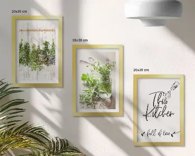 Dried Herbs Kitchen Triptych Wall Art framed three-piece set
