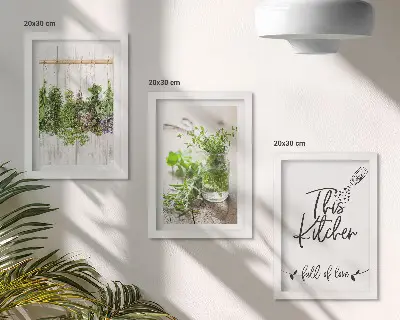 Dried Herbs Kitchen Triptych Wall Art framed three-piece set