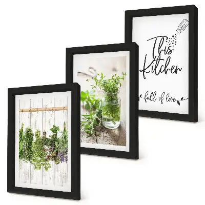Dried Herbs Kitchen Triptych Wall Art framed three-piece set