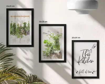 Dried Herbs Kitchen Triptych Wall Art framed three-piece set