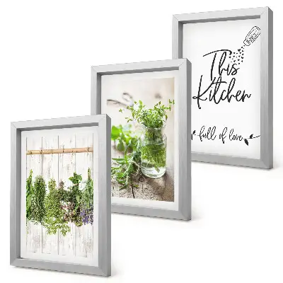 Dried Herbs Kitchen Triptych Wall Art framed three-piece set