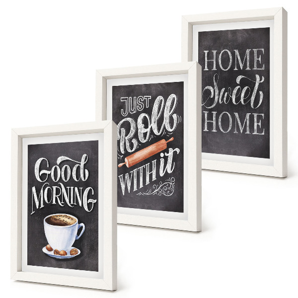 3-piece wall art set Home kitchen themes blackboard inscriptions