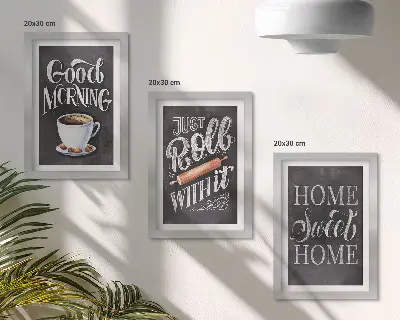 3-piece wall art set featuring home kitchen blackboard inscriptions