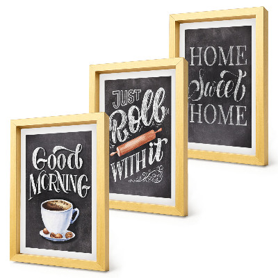 3-piece wall art set Home kitchen themes blackboard inscriptions