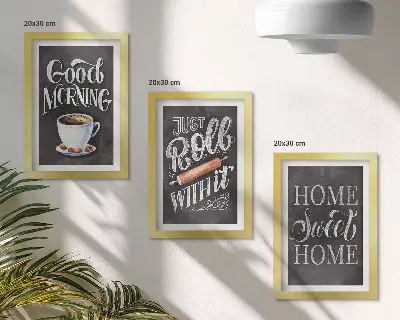 3-piece wall art set featuring home kitchen blackboard inscriptions