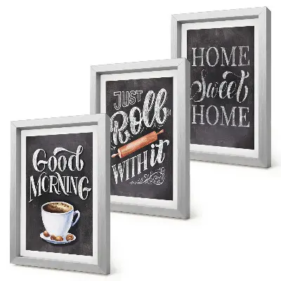 3-piece wall art set featuring home kitchen blackboard inscriptions