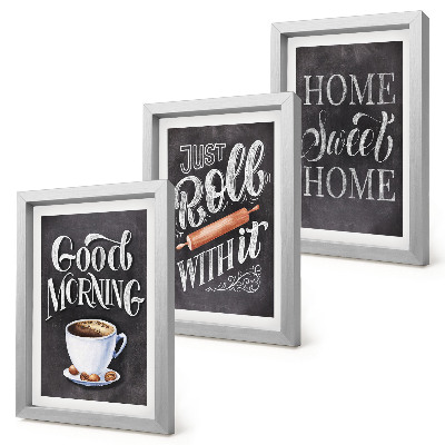 3-piece wall art set Home kitchen themes blackboard inscriptions
