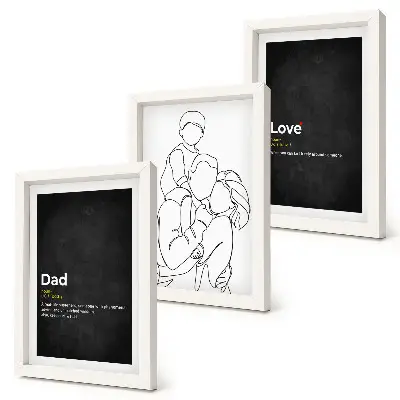 Family line art triptych with definitions of love and fatherhood