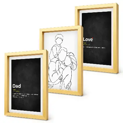 Family line art triptych with definitions of love and fatherhood