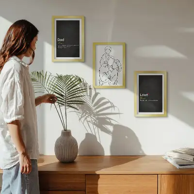 Family line art triptych with definitions of love and fatherhood