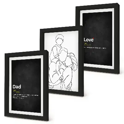 Framed triptych Family line art with definitions of love and fatherhood
