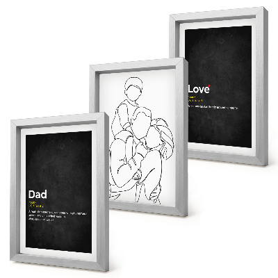 Framed triptych Family line art with definitions of love and fatherhood