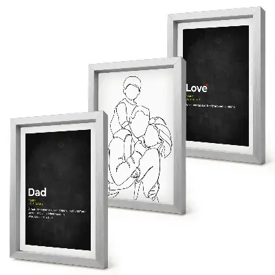 Family line art triptych with definitions of love and fatherhood
