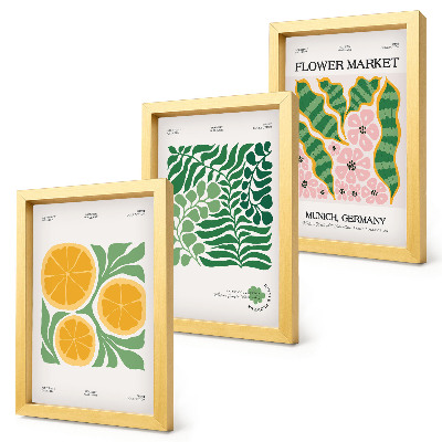 Photo frame wall Fruit and plant motifs in pastel colors posters