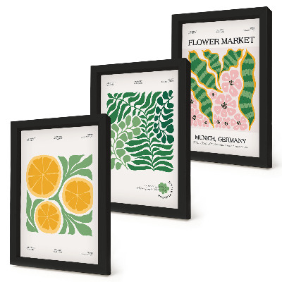 Photo frame wall Fruit and plant motifs in pastel colors posters