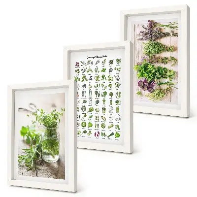 Dried plants framed triptych herb list for the kitchen