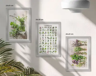 Dried plants framed triptych herb list for the kitchen